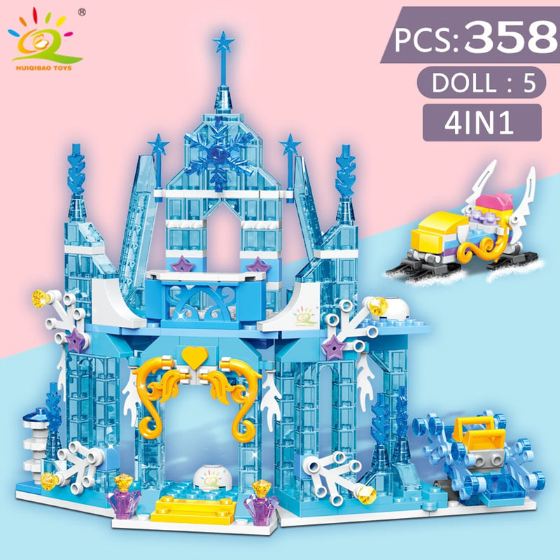 HUIQIBAO amigos Castillo de hielo princesa reina bloques de construcción conjunto de ladrillos modulares para niñas casa Palacio niños juguetes de construcción