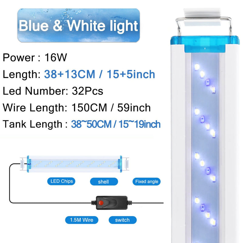 18-75CM Super Slim LEDs Aquarium Lighting Aquatic Plant Light Extensible Waterproof Clip on Lamp For Fish Tank 90-260V