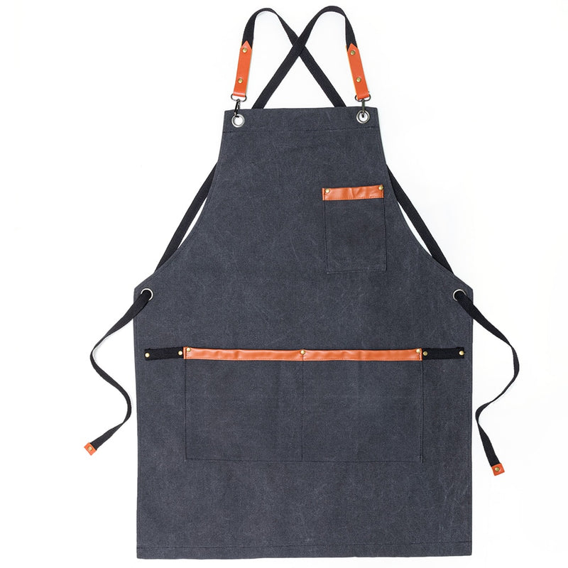 New Durable Goods Heavy Duty Unisex Canvas Work Apron with Tool Pockets Cross-Back Straps Adjustable For Woodworking Painting