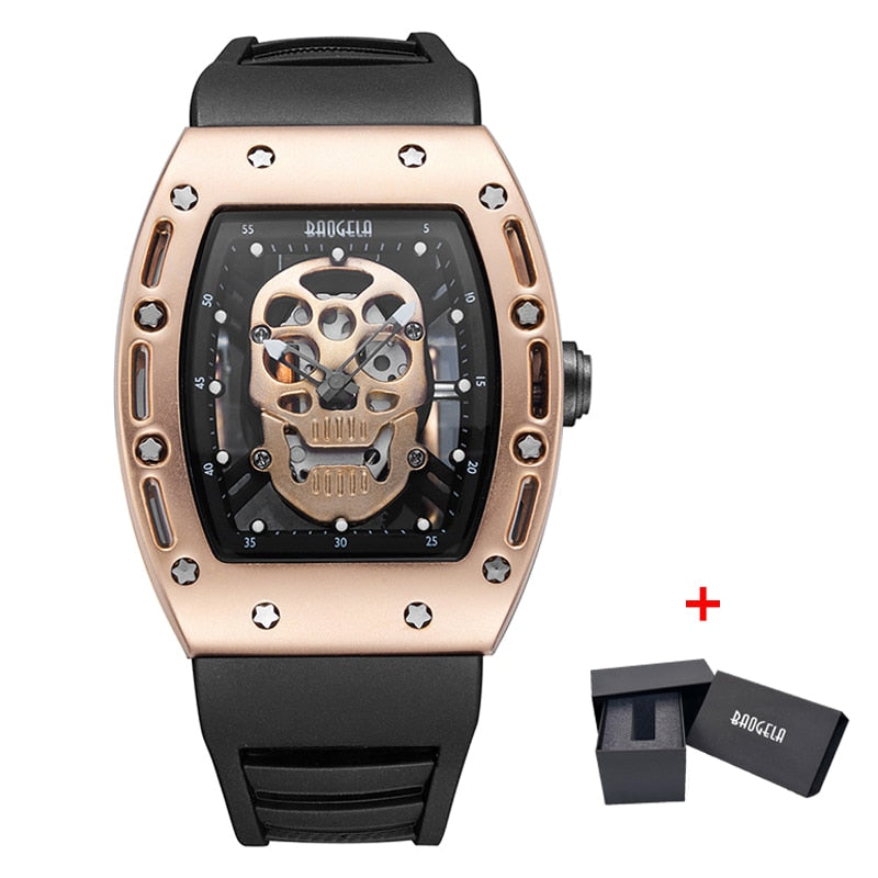 BAOGELA New Arrival Style Pirate Skull Quartz Men Watches Military Silicone Brand Mens Sports Watch Waterproof Relogio Masculino