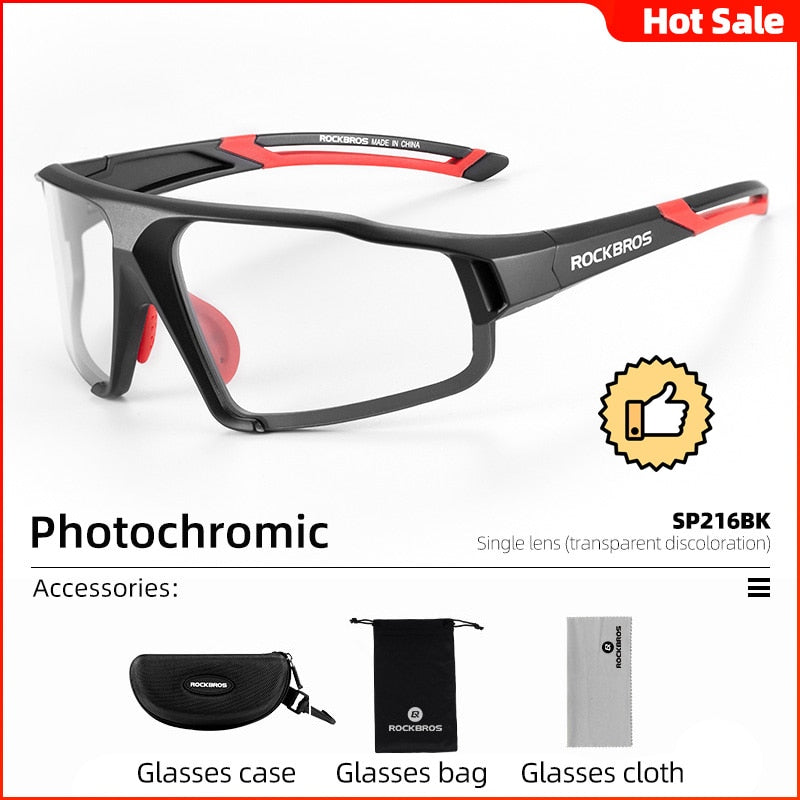 ROCKBROS Photochromic Cycling Glasses Bike Bicycle Glasses Sports Men&