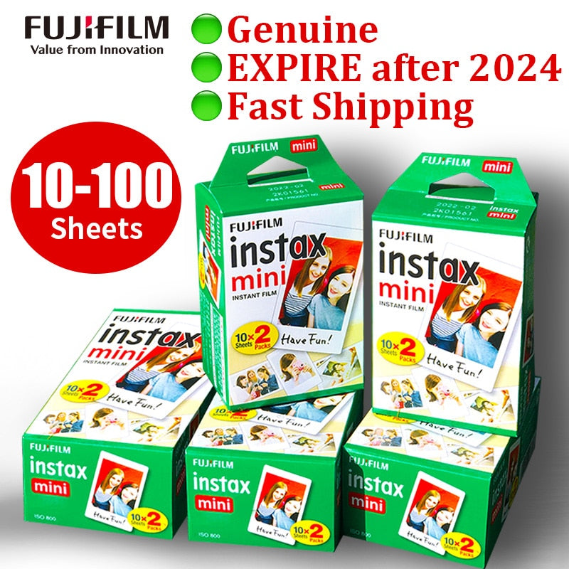 Origin Fujifilm Instax Mini Film 10-100 Sheets Photo Paper for Fuji Instant Film Cameras Instax Mini 11 8 9 90 Link Liplay EVO