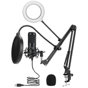Metall-USB-Mikrofon, Kondensator-Aufnahmemikrofon D80 Mic mit Ständer für Computer-Laptop-PC-Karaoke-Studio-Aufnahme