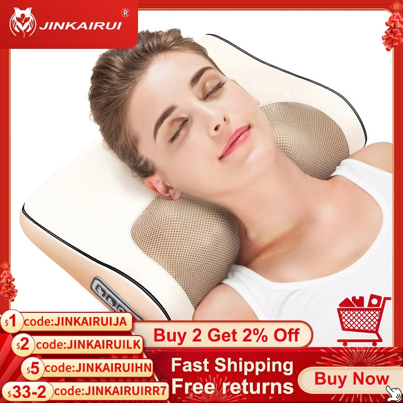 Masajeador de cuello, almohada de masaje Shiatsu Cervical, cojín de masaje multifuncional eléctrico, dispositivo de relajación corporal para hombros y cuello