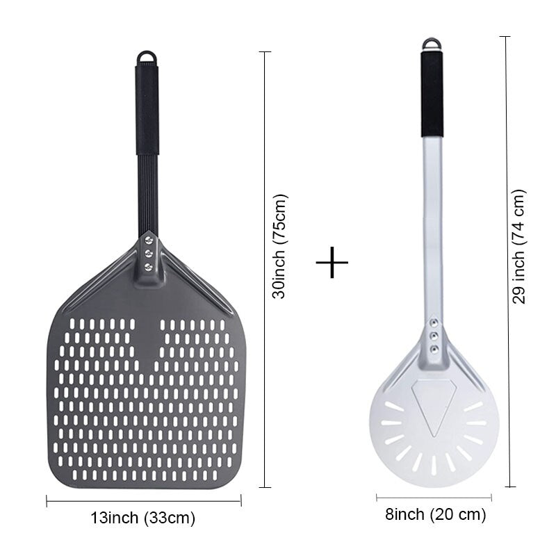 PizzAtHome 7/ 8/ 9 Inch Perforated Pizza Turning Peel Pizza Shovel Aluminum Pizza Peel Paddle Short Pizza Tool Non-Slip Handle