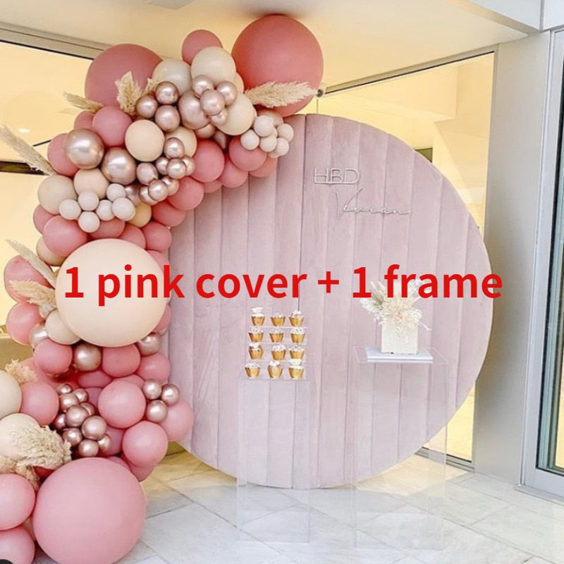 DD Velvet Circle Backdrop Decoration 7ft 3 Color Customizable for Wedding Birthday Event Background Frame Photography Backdrops