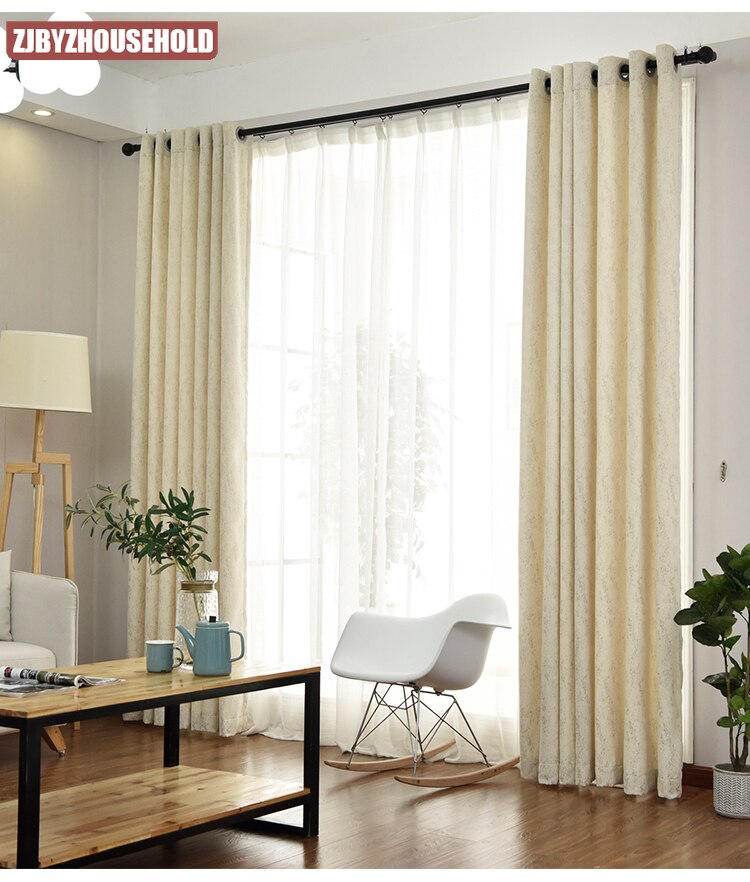 Custom Curtains Modern Simple Nordic Cotton Jacquard Embroidery White Thick Curtain High Shading Curtains for Living Room