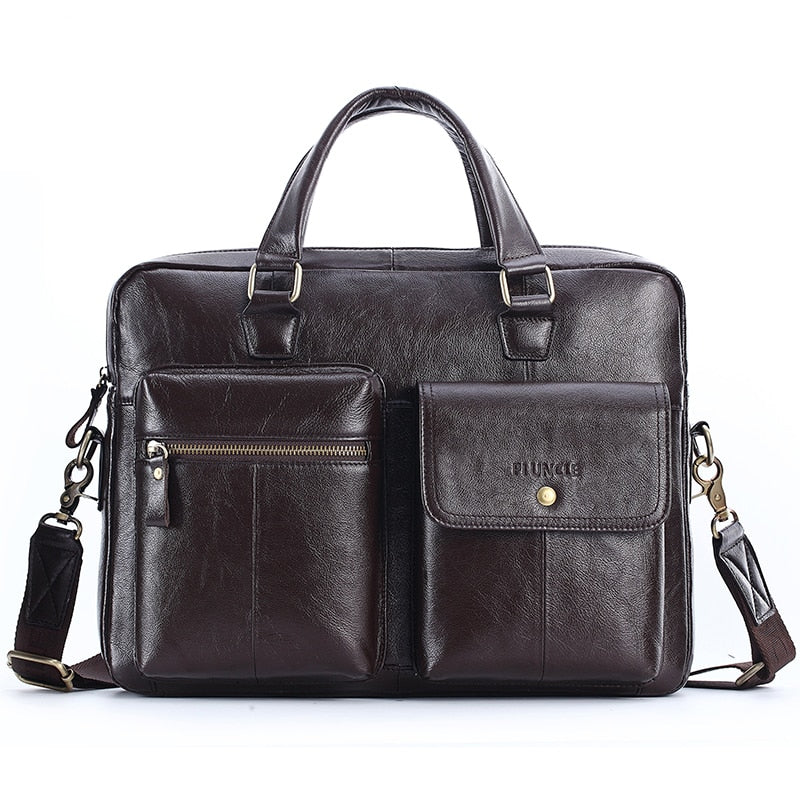 Men Genuine Leather Handbag Large Business Travel Messenger Bag Male Leather Laptop Bag Men&