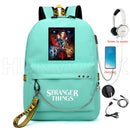 New Stranger Things backpack HELLFIRE Multifunction USB Charging Travel Canvas Student Backpack For Teens Boys Girls School Bag