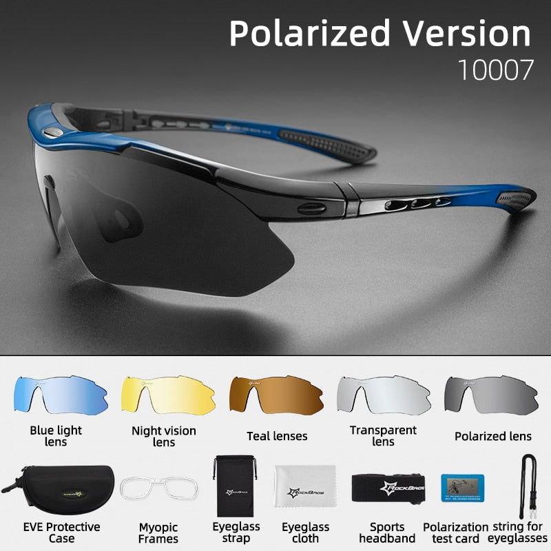 Gafas de ciclismo polarizadas ROCKBROS, gafas de sol deportivas para hombre, gafas de protección para montar en bicicleta de montaña o carretera, gafas de 5 lentes