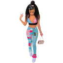 Pantalones vaqueros con estampado de Bandana para mujer, pantalones vaqueros ajustados desgastados, pantalones ajustados acampanados, ropa de calle para Fitness, Otoño Invierno