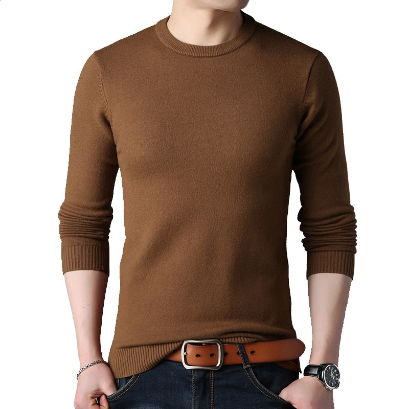 TFETTERS Spring Autumn Knitted Sweater Men Long Sleeve O-Neck Sweater for Man Solid Color Gray Slim Sweaters Oversize M-4XL