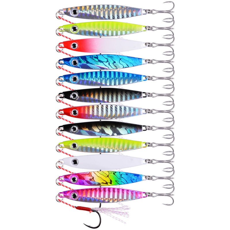 12pcs Metal Lures 7g 12g 17g 22g 30g 40g Metal Jigs Fishing Spoon Bait Sinking Lure Jigging Vibe Blade For Pike Bass Sea Fishing