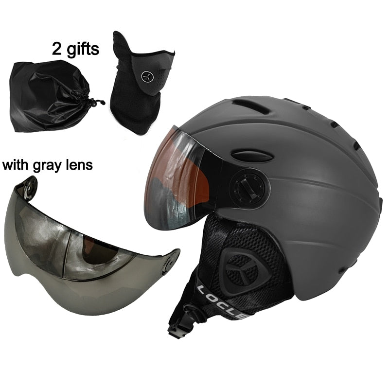 LOCLE CE-Zertifizierung Brille Skihelm In-Mold-Skihelm mit Brille Snowboard-/Skateboardhelm 5 Farben M/L/XL