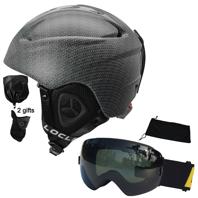 Casco de esquí LOCLE para hombres y mujeres, casco de esquí moldeado integralmente para niños, monopatín, esquí, Snowboard, motocicleta, casco para moto de nieve