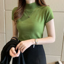 Casual Women Clothing Korean Knitted Women Top Blusas Mujer De Moda Spring Summer New Solid Slim Turtleneck Blouse Blusas 8622