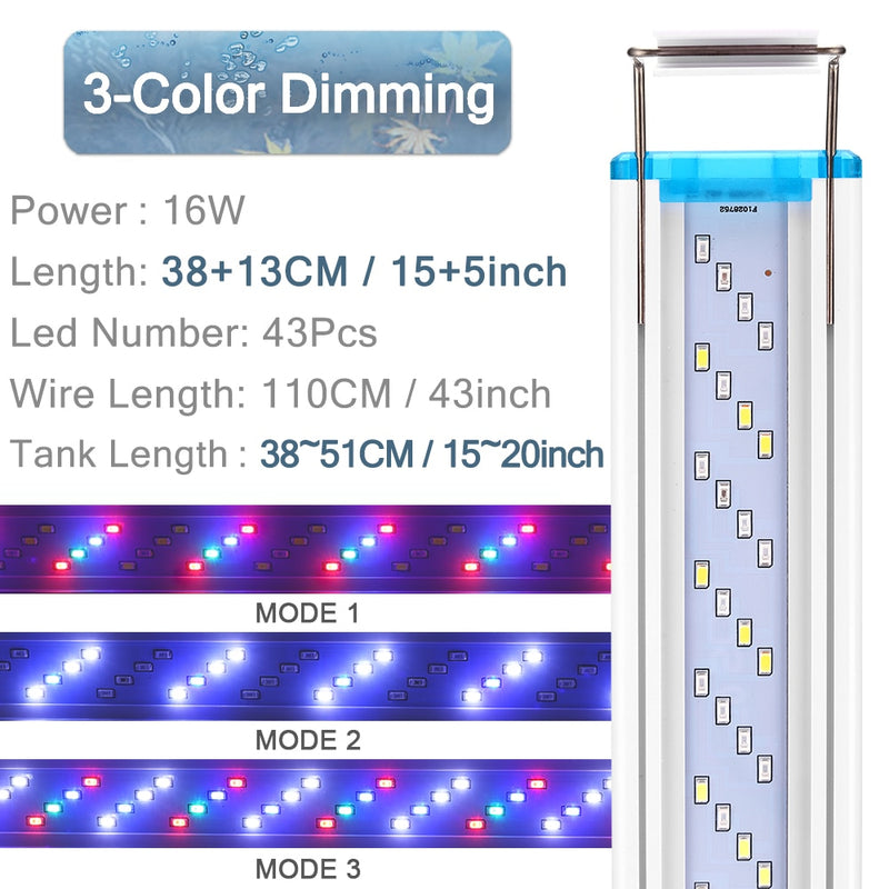 18-75CM Super Slim LEDs Acuario Iluminación Planta acuática Luz Extensible Impermeable Clip en lámpara para pecera 90-260V