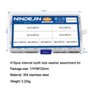NINDEJIN 410pcs/set internal tooth lock washer assortment kit 304 stainless steel m3 m4 m5 m6 m8 m10 star lock washer DIN6797J