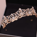 Luxury Crystal Wheat Shape Crown Handmade Gold Color Bride Headdress Wedding Tiara Rhinestone Headpiece Women Hair Accessories