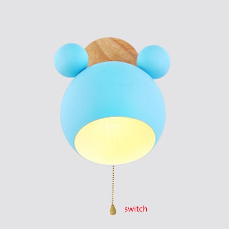 Nordic Wooden Wall Lamps Cute Cartoon Styling Coloful Wall Sconces Kitchen Restaurant Macaroon Decorative Bedside Lamp E27