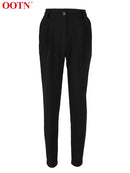 OOTN Office Lady High Waist Khaki Pants Women 2022 Autumn Fashion Casual Trousers Zipper Pocket Solid Female Brown Pencil Pants