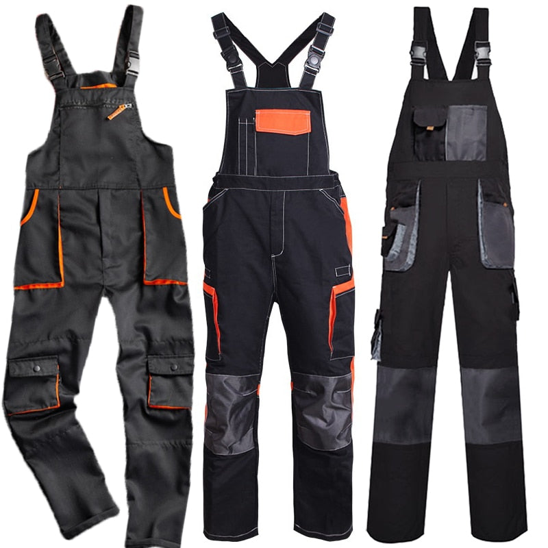 Bib Overalls Casual Work Clothing Large Size Sleeveless Bib Pants Protective Coveralls Strap Jumpsuits Fly Pockets UniformsS-5XL