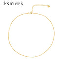 ANDYWEN 100% 925 Sterling Silver Choker Necklace 35cm+5cm Short Chain Gold Thin Slim Luxury Beads Jewelry Rock Punk Jewels