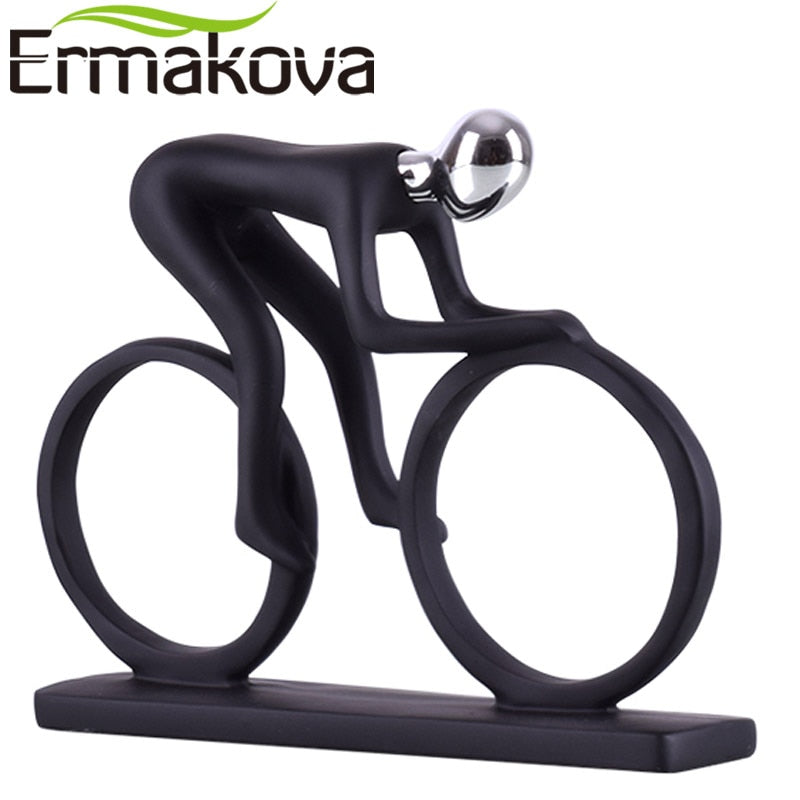 ERMAKOVA Modern Abstract Resin Bicycler Cyclist Statue Bicycle Rider Statue Bike Racer Rider Figurine Office Living Room Decor