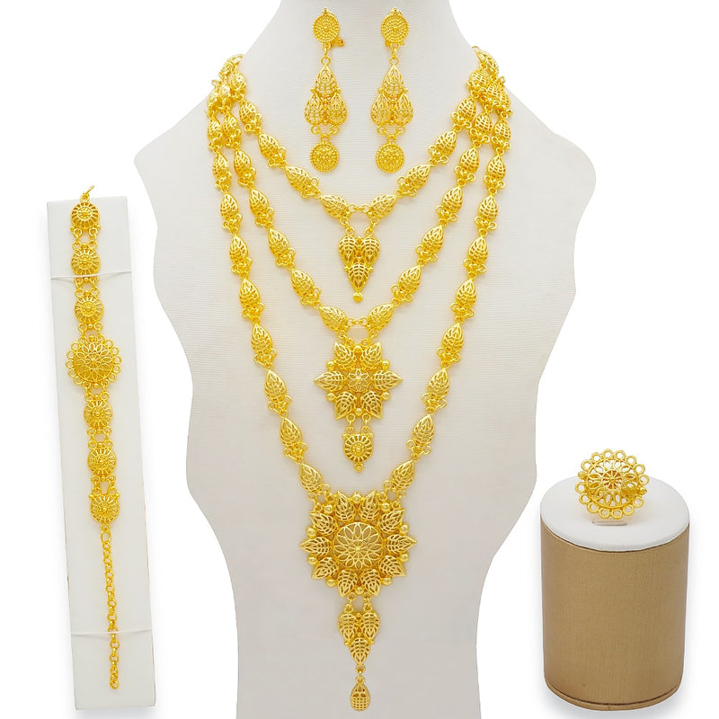 Dubai Schmuck Sets Gold Farbe Halskette &amp; Ohrring Set für Frauen Afrikaner Frankreich Hochzeit Schmuck Äthiopien Brautgeschenke