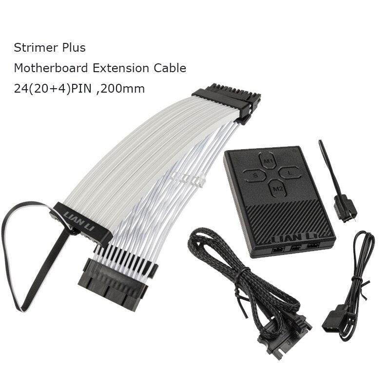 LIANLI Strimer Plus Triple 8 pines, Cable RGB de extensión de placa base de 24 pines, extensión GPU de 8 pines + 8 pines, Control de placa base de soporte