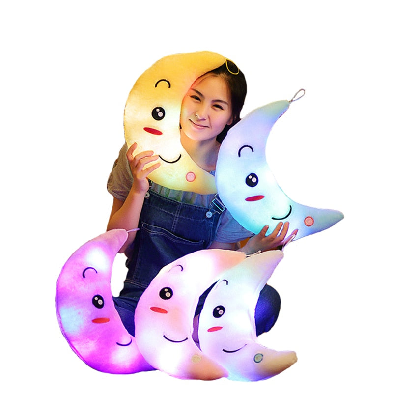 Almohada luminosa de juguete creativo de 34CM, cojín de estrellas de colores brillantes de peluche suave, juguetes de luz Led, regalo para niños y niñas