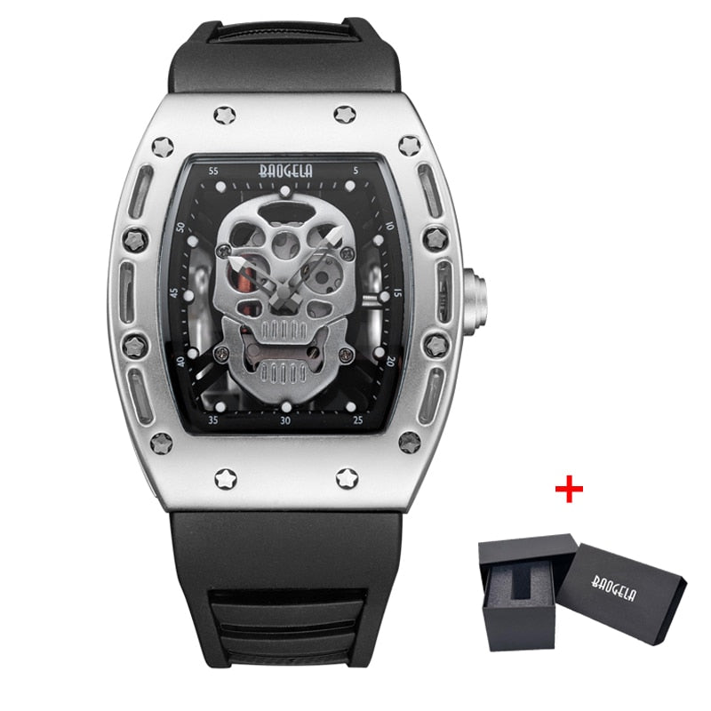 BAOGELA New Arrival Style Pirate Skull Quartz Men Watches Military Silicone Brand Mens Sports Watch Waterproof Relogio Masculino