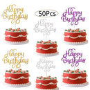 50Pcs Happy Birthday Cake Toppers Glitter Cardstock Baby Shower Kids Party Favors Decorations Cake Decoration Supplies