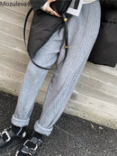 Mozuleva Winter Thicken Women Harem Pants Casual Drawstring Twisted Knitted Pants Femme Chic Warm Female Sweater Trousers 2021