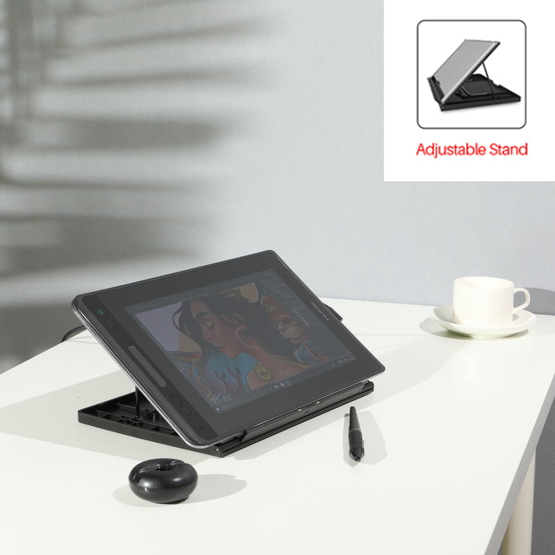 HUION KAMVAS Pro 12 Tableta gráfica digital Pantalla de lápiz sin batería Monitor de tableta de dibujo con función de inclinación AG Glass Touch Bar