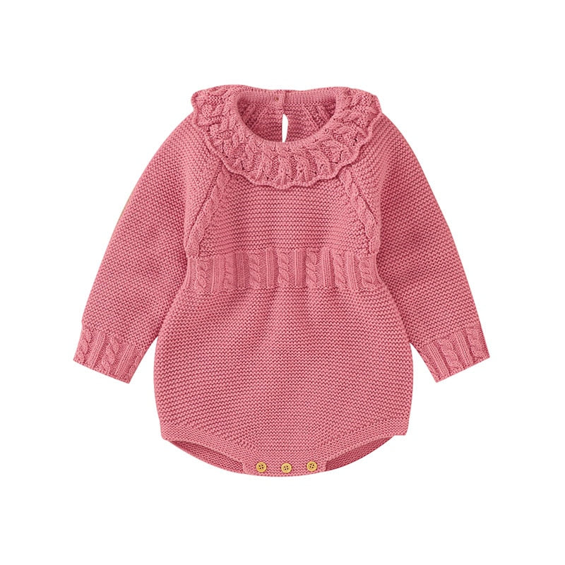 Baby Boy Girl Autumn Winter Clothes Long Sleeve Solid Color Knitted Warm Romper Jumpsuit Newborn Clothes