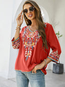 KHALEE YOSE Boho Floral Embroidery Mexican Blouse Shirts Vintage Chic Autumn Blouse Women s3xl Ethnic Hippie Shirt Blouse Tops