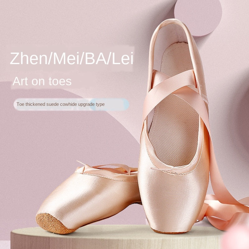 Ballet Dance Shoes Child and Adult Ballet Pointe Shoes Professional with Ribbons Shoes Woman Zapatos Mujer Sneakers Women Girls