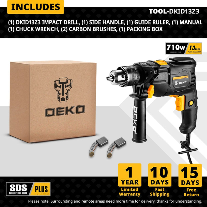 DEKO 220V Electric Screwdriver 2 Functions Electric Rotary Hammer Drill Power Tools Electric Tools(DKIDZ Series)