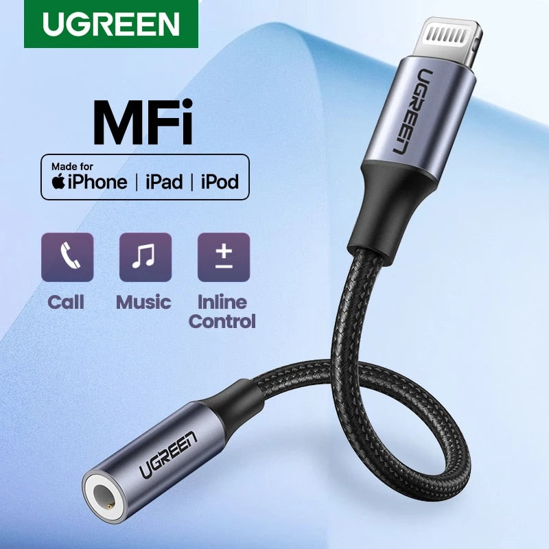 UGREEN Adapter für iPhones MFi DAC Lightning auf 3,5 mm Kopfhöreradapter für iPhone 12 11 Pro max xr AUX-Kabel Telefonzubehör