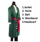 5 STÜCKE Japanischer Anime Roronoa Zoro Cosplay Kostüm Comic Halloween Cosplay Robe Full Set Perücke und Halstuch versandkostenfrei
