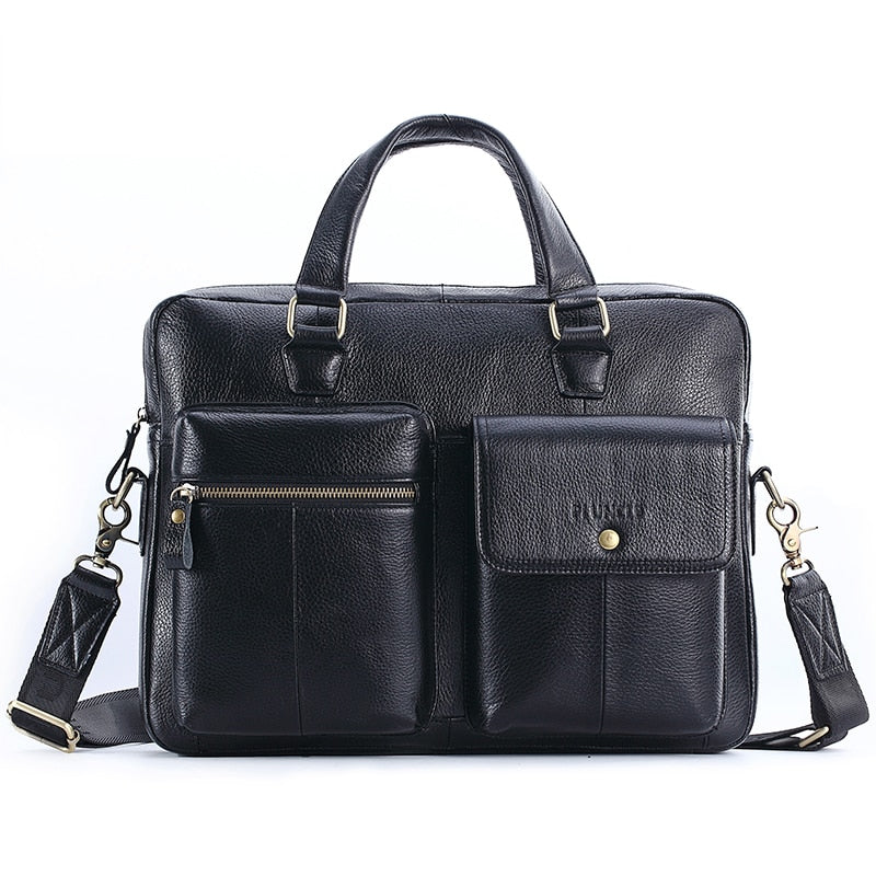 Men Genuine Leather Handbag Large Business Travel Messenger Bag Male Leather Laptop Bag Men&