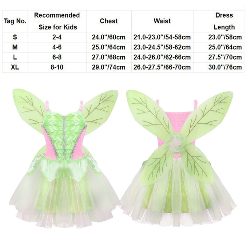 TiaoBug Kinder Mädchen Prinzessin Fee Kostüm Ärmelloses Netzkleid Glitzernde Flügel Set Kinder Halloween Cosplay Party Dress Up