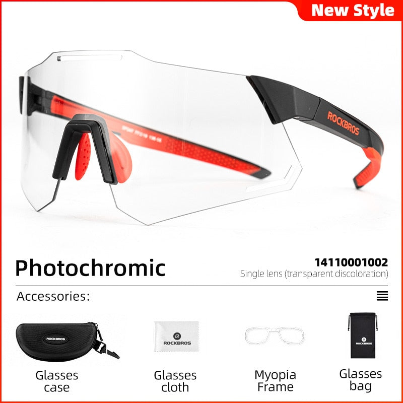 ROCKBROS Photochromic Cycling Glasses Bike Bicycle Glasses Sports Men&