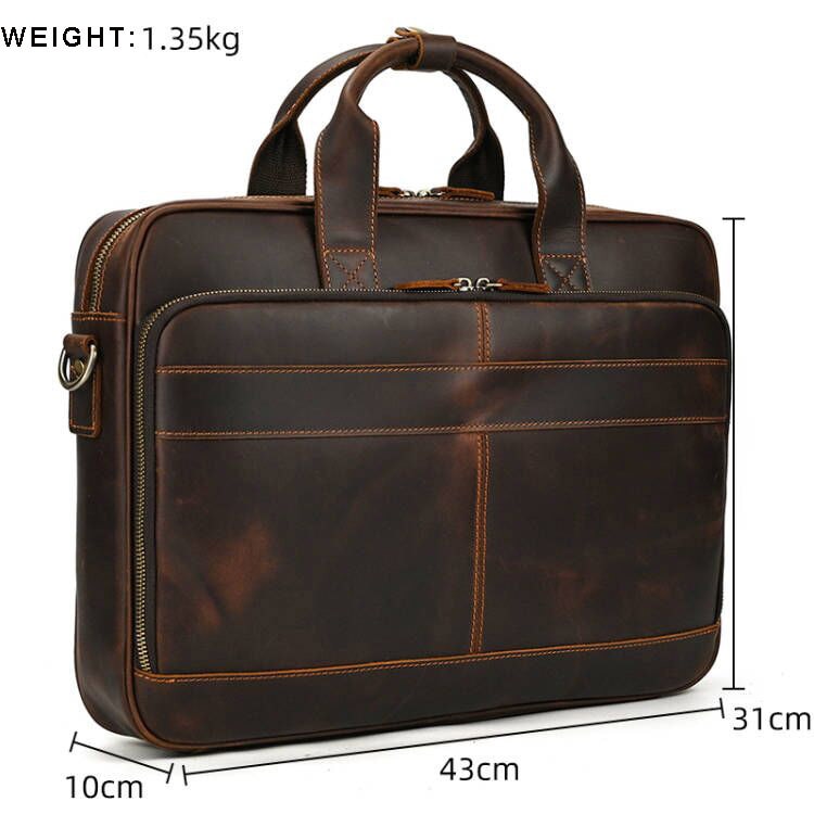 MAHEU Retro Laptop Aktentasche Echtes Leder Handtaschen Casual 15.6 Pad Bag Daily Working Tote Bags Männer Male Tasche für Dokumente