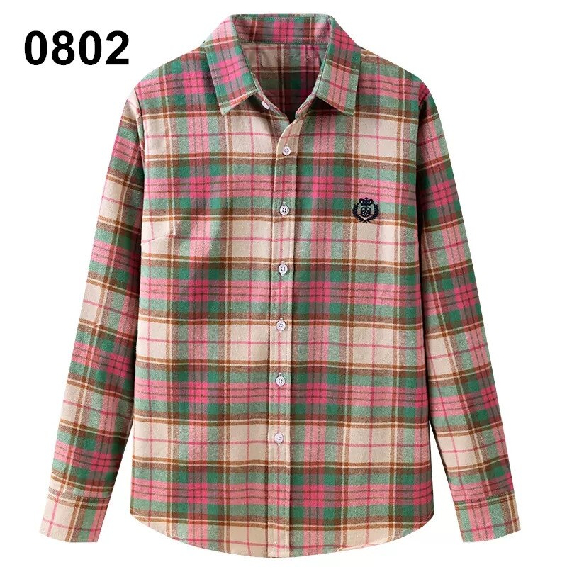 S-4XL Frauen Baumwollhemd Frühling Herbst Winter 2022 Neue Casual Langarm Gebürstet Plaid Streifen Shirts Mädchen Tops Bluse Weiblich