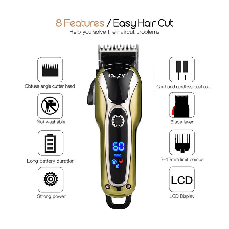 Cortadora de pelo profesional, cortadora de pelo eléctrica, pantalla LED, máquina para cortar cabello, cable inalámbrico, doble uso, maquinilla de afeitar para peluquero