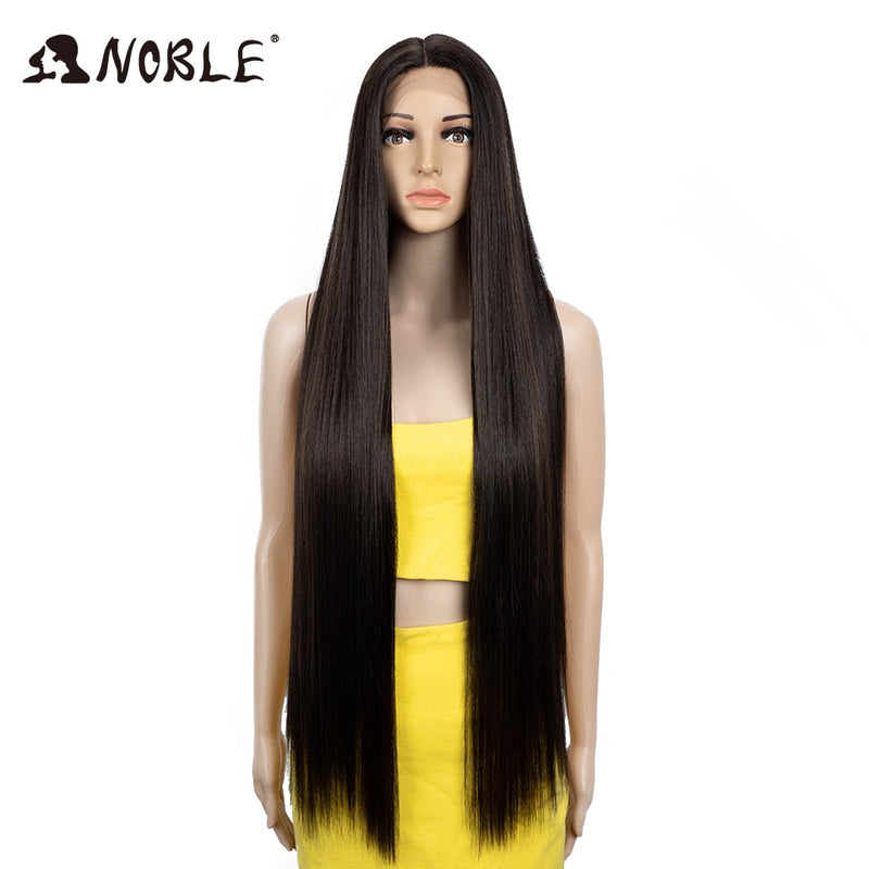 Noble Synthetic Lace Front Wigs For Women 38 Inch Straight Wig Lace Wig Ombre Blonde Lace Wigs Cosplay Straight Lace Front Wig