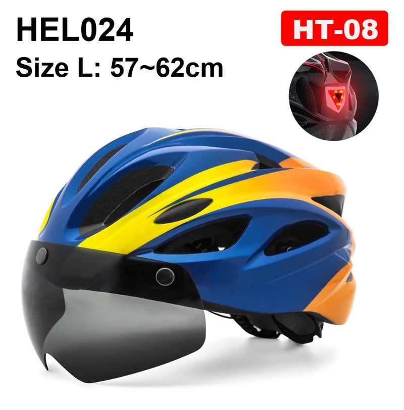 Casco de ciclismo NEWBOLER para hombre y mujer, casco con luz LED, lente para casco de bicicleta de montaña y carretera para montar en bicicleta, deportes, monopatín, Scooter