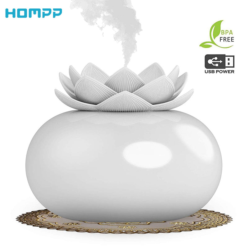 200ml Cute Flower Essential Oil Diffuser Decorative Aromatherapy Diffusor Lotus Ceramic Humidifier Crafts USB 12 Hours